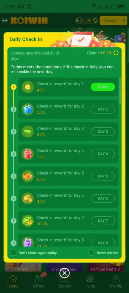 KoiWin Game Sign Up bonus